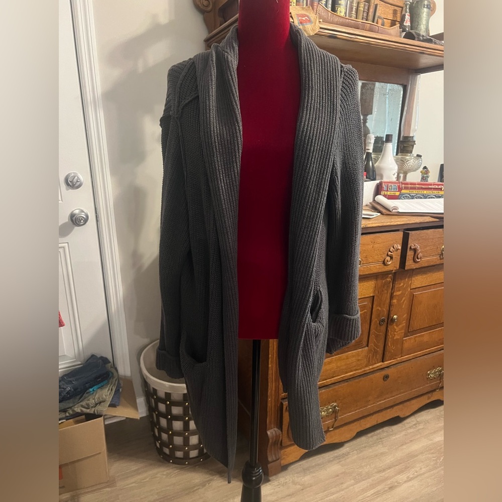 Final Touch Dark Gray Oversized Cardigan